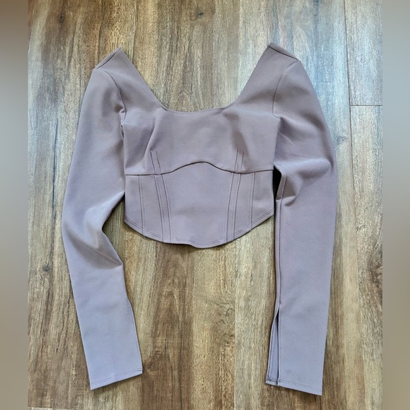 Abercrombie & Fitch Tops - Abercrombie & Fitch brown cropped corset top long sleeve xs